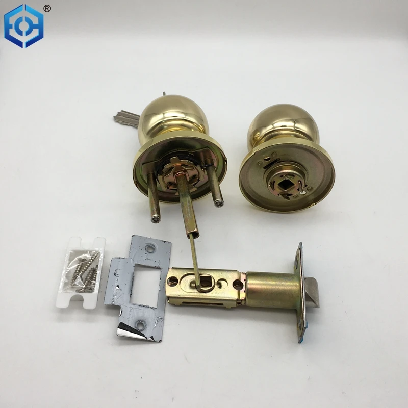 Golden Stainless Steel 201 Bedroom Entry Door Knob Lock with Key