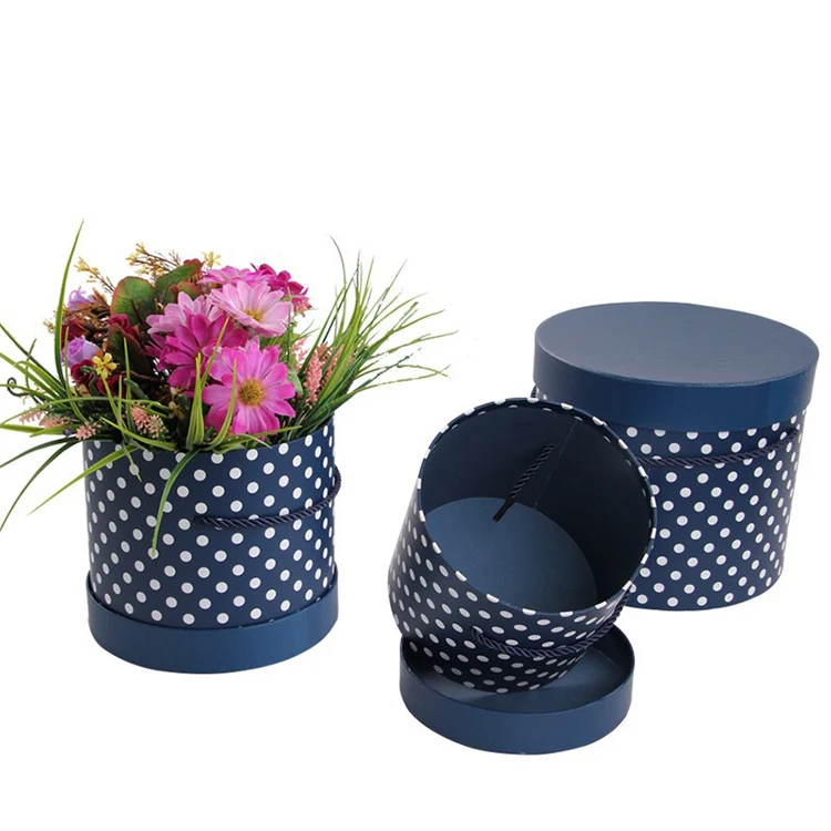 
2020 new wholesale round hemp rope solid color dot retro palace style gift box birthday gift set box flower box 