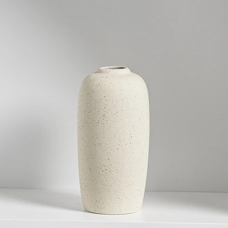 Nordic Rustic Minimalistic Small Decoration Retro Vase Clay Pottery Ceramic Bud White Flower Vase For Shelf Home Decor