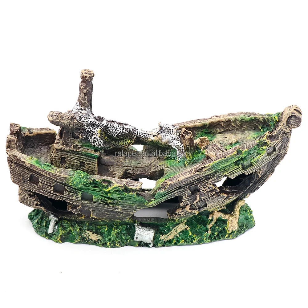 Aquarium Ornament Ship Sunk Boat Fish Wreck Tank Sailing Decor Cave Shipwreck