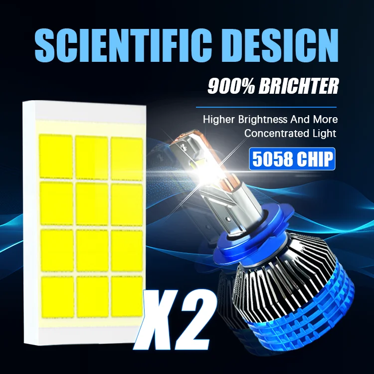 V65 High-Power 200W H4 LED Lamp Double Copper Tube 6500K Car LED Headlight Bulb 2-Year Warranty New Condition Front Lamp Use