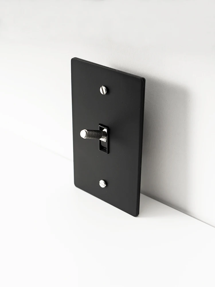 American Standard Black Brass Plate Home Hotel Upscale Sliver Toggle Pull Switch LED Dimmer GFCI 15V USB Socket Type-C CS-0350