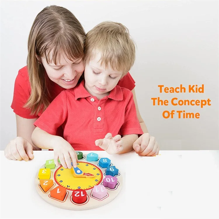 Hot Selling Kids Early Education Learning Toy Wooden Clock Toys