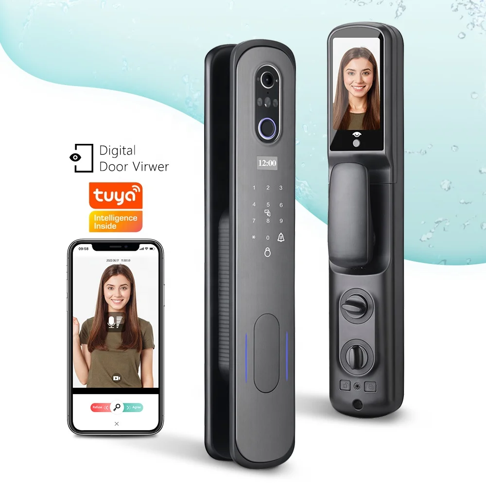 Eseye Smart Home Automatic 3D Face Recognition Tuya Wifi Fingerprint Smart Door Lock Cerradura de puerta inteligente