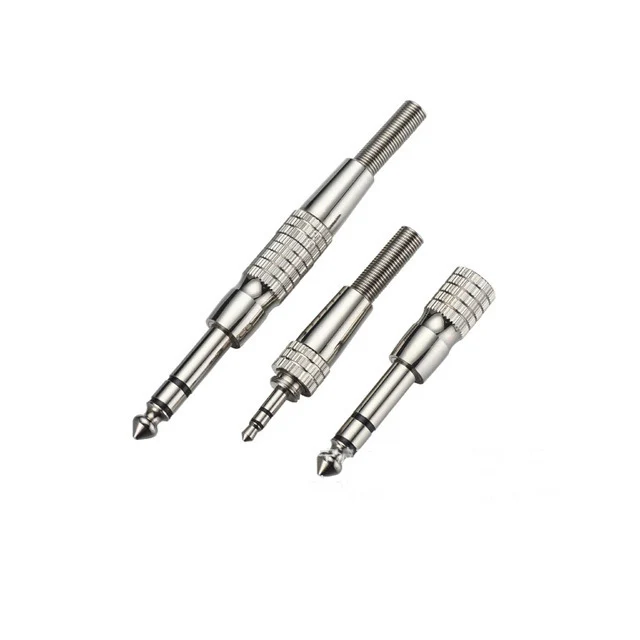 Metal 3 poles 3.5mm stereo male plug screw-in 3.5mm female jack to 3 pole 6.35mm plug adapter 2 in 1 Guitar Mic audio connector