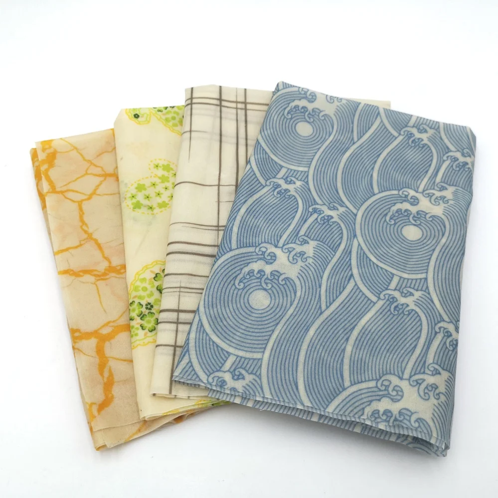 2024 Eco-Friendly Beeswax Food Storage Containers Foldable Zero-Waste Kitchen Cloth Wraps for Food Packaging Kitchen Storage