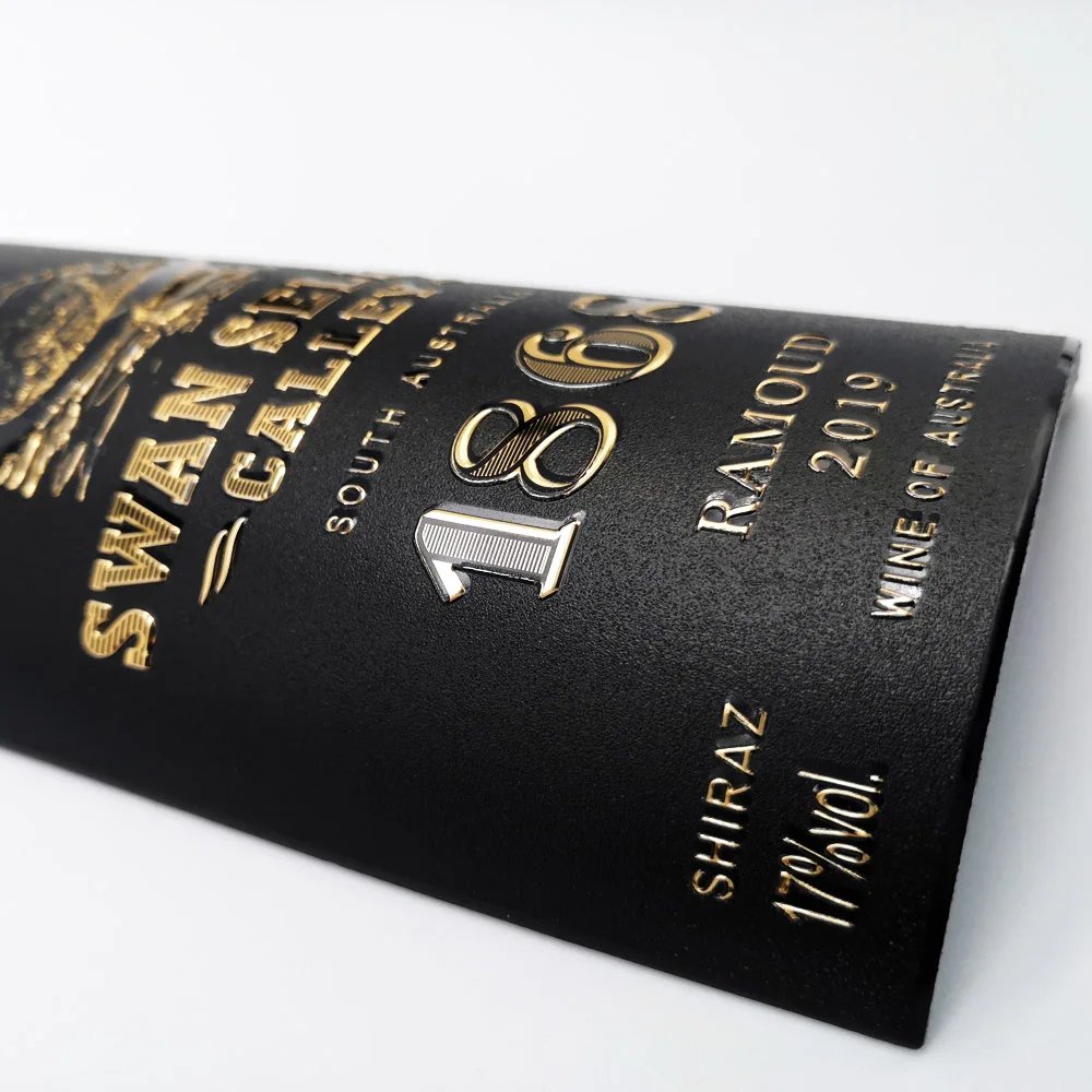 2020 custom embossed aluminium metal wine label design  metal stickers