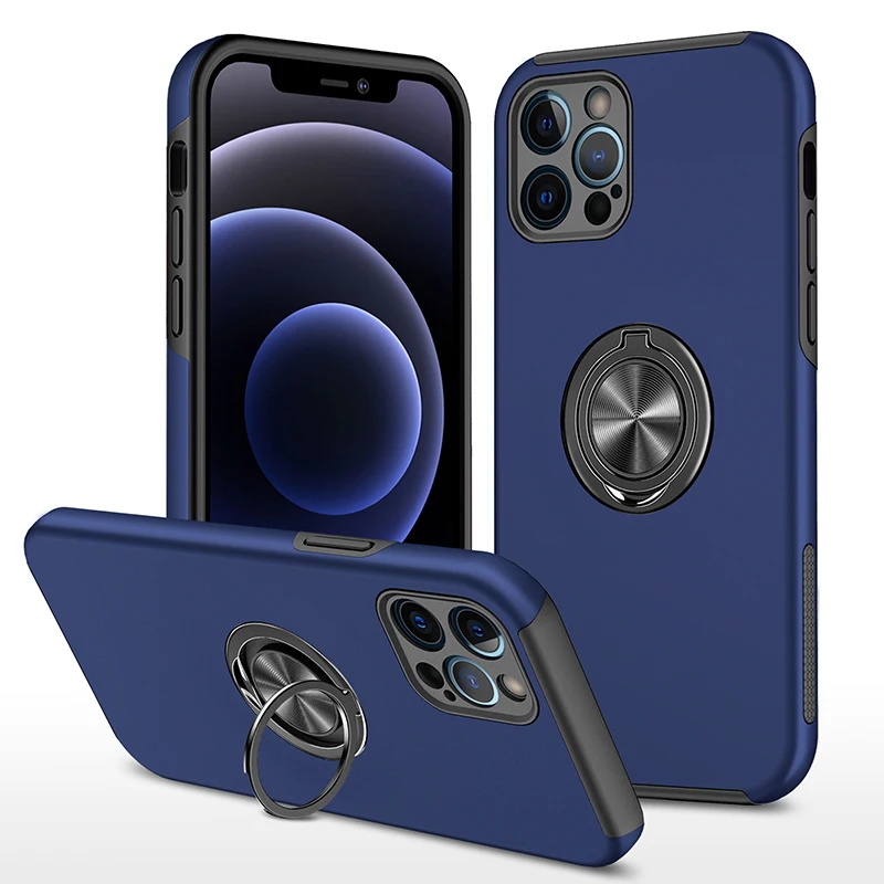
Новые простые TPU PC металлический корпус 360 кольца автомобильный держатель Магнитный чехол с подставкой бампер чехол для мобильного телефона для iPhone 12 12 Pro 11 Pro Max Xs XR 