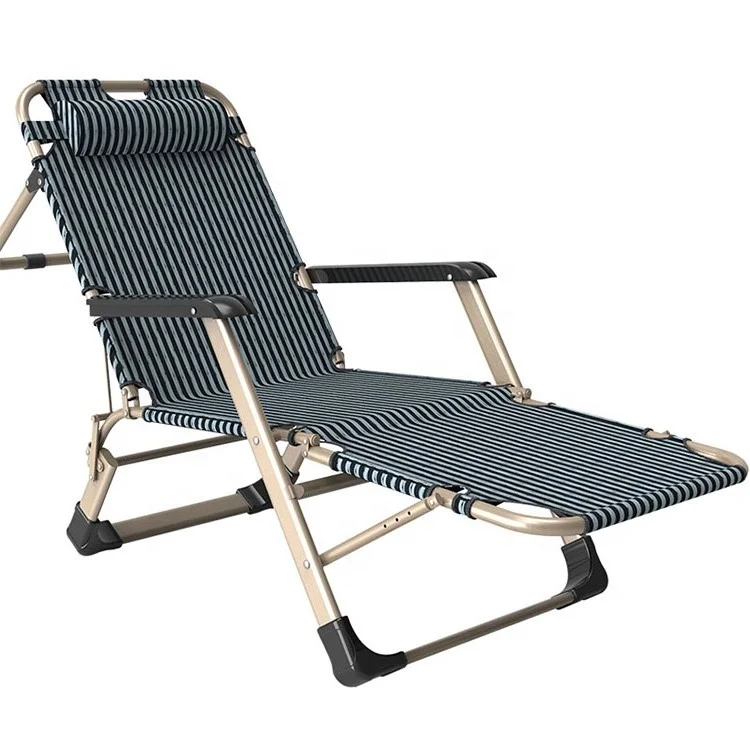 Outdoor High Quality  Light Cheap Adult Portable Metal Folding Cot Bed & Chair With Arm