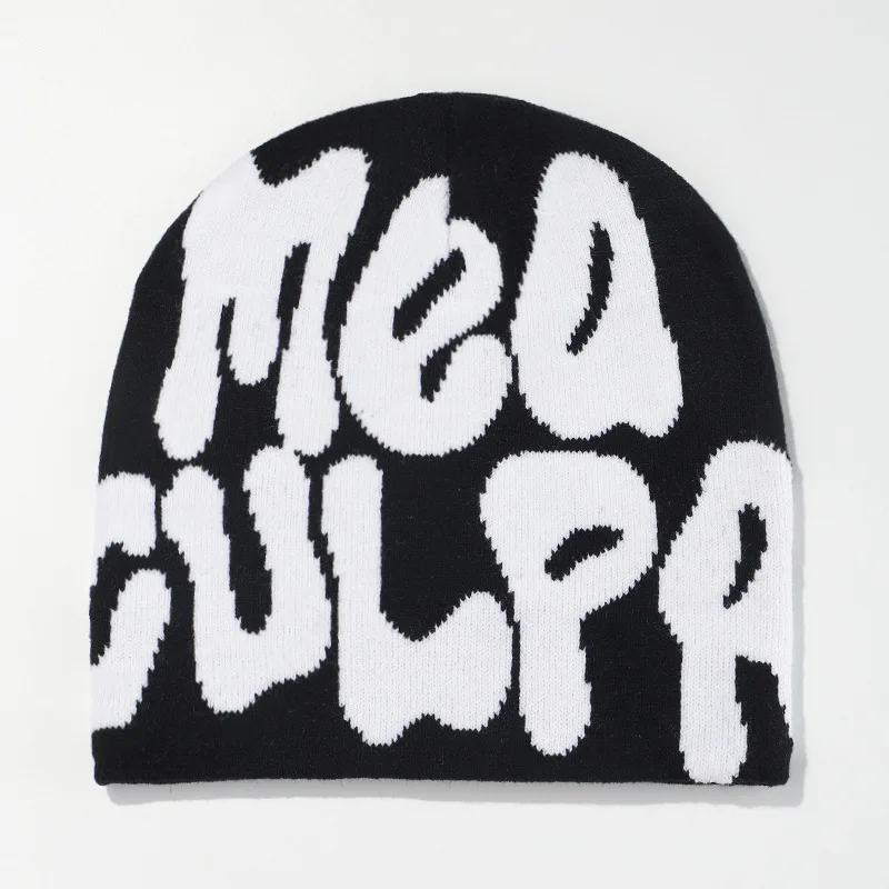 Wholesale Big Logo Man Winter Knitted Beanie Fitted Hats Custom Warm Beanie Hats