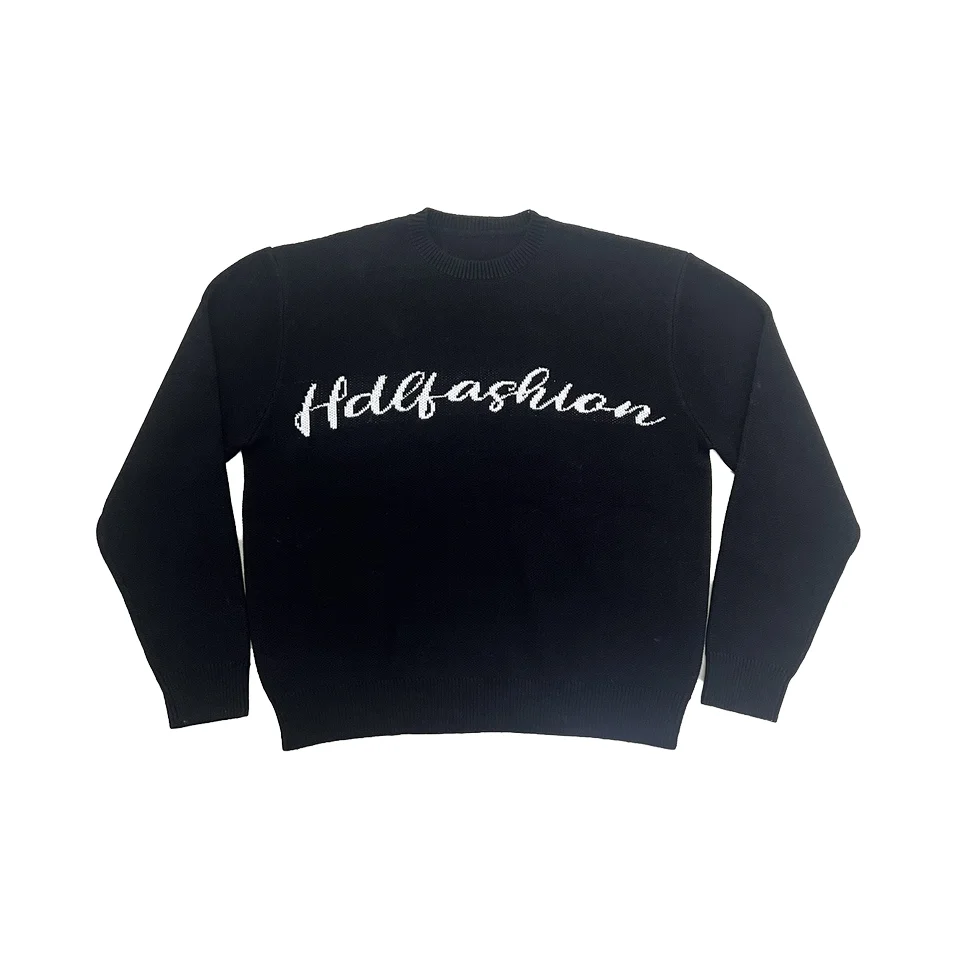 Custom LOGO OEM & ODM men sweater Jacquard pullover knitwear winter crew neck jumper cotton knitted designer custom knit sweater