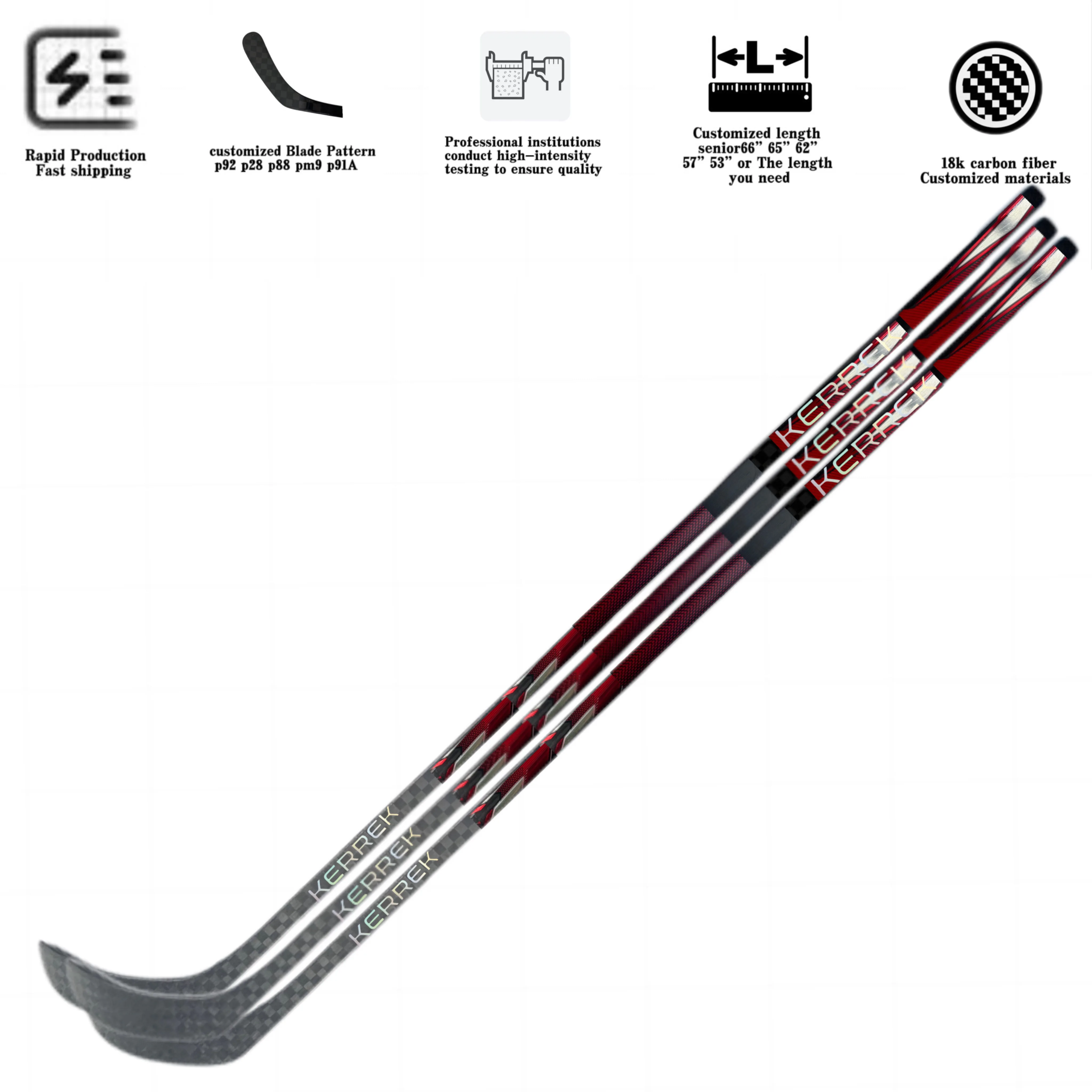 Brand New High Quality Manufacturer Wholesale Right & Left Hockey Sticks INT JR SR 18K Carbon Fiber P92  for Ice & Field Hockey