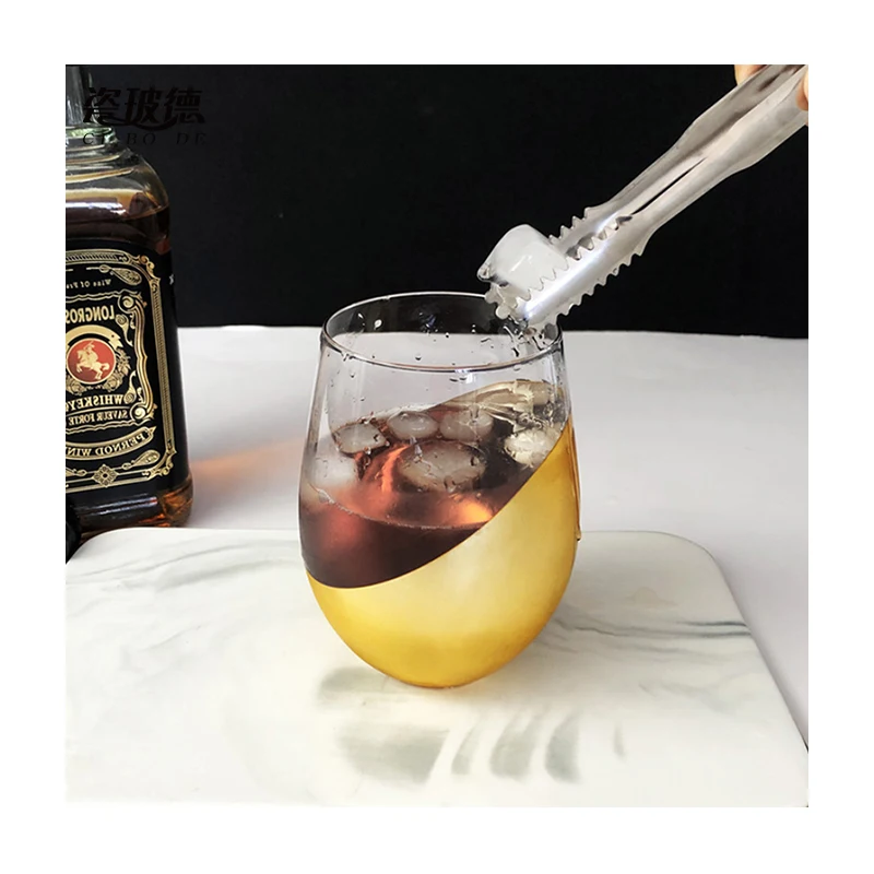 18oz Copper Stemless Wine Glass Gold Rose Gold Tumblers Plating Copper Wine Tasting Glasses Unique Stemless Wine Glasses