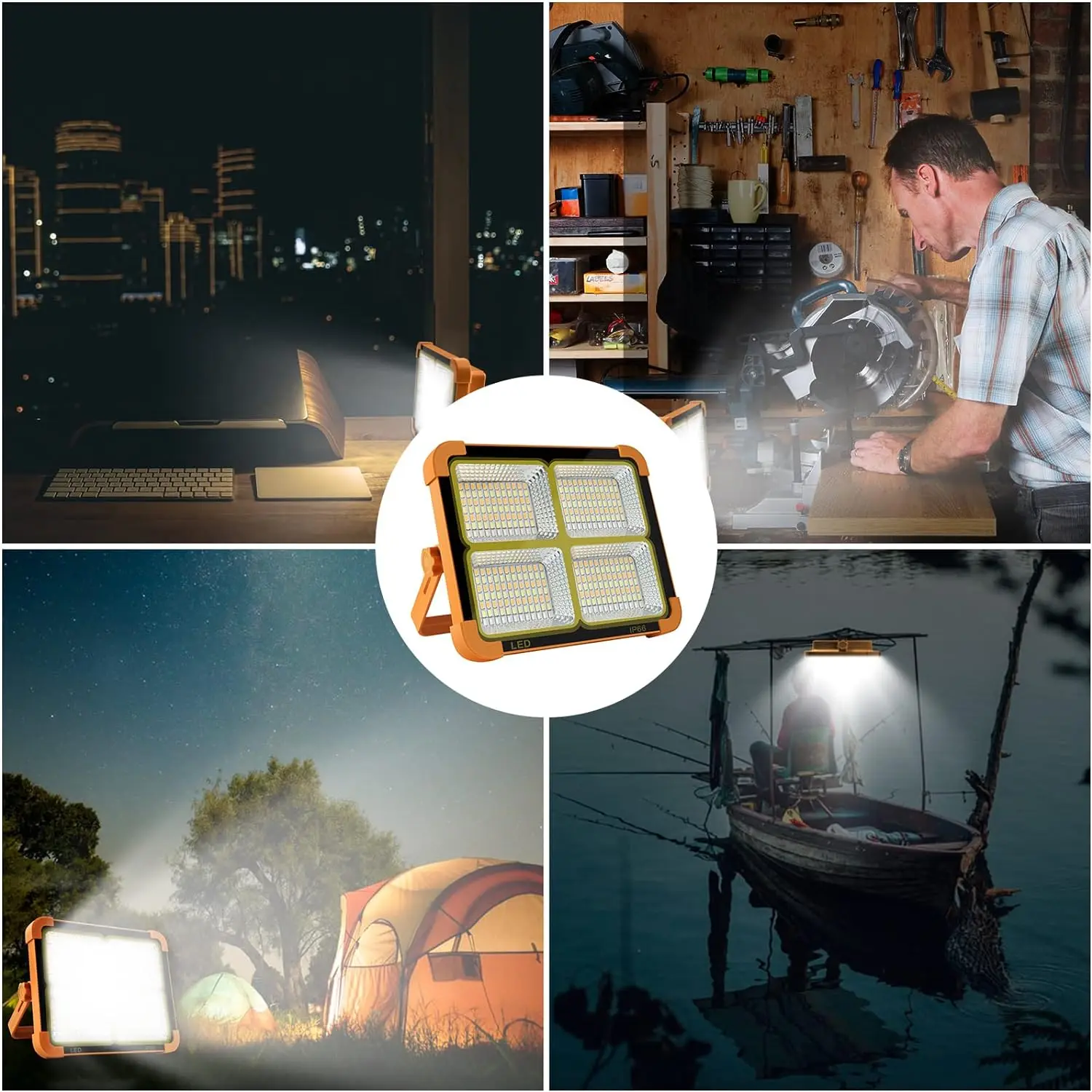 200w 300w 600w 800w Portable Rechargeable Flood lights USB LED Work Light  IP66 Solar Projector Lamp