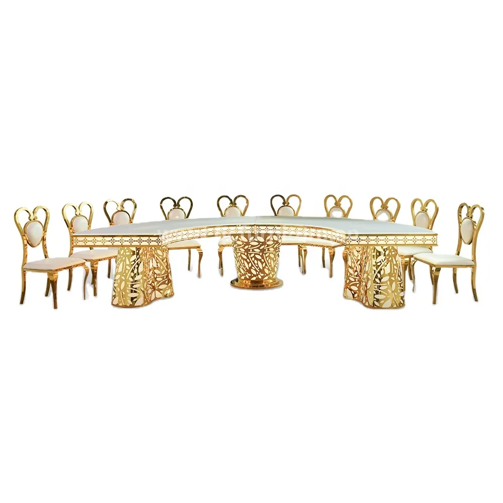
wedding LED table decorations luxury golden banquet tables modern wedding table 