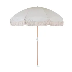 custom luxury wooden garden  beach umbrella with tassels