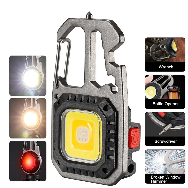 Wrench window hammer bottle opener outdoor camping hook lock Mini Multi functional portable Light