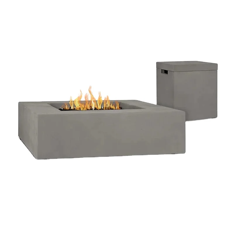 Original Concrete fire pit propane gas stove with BBQ Outdoor garden warm fire pit