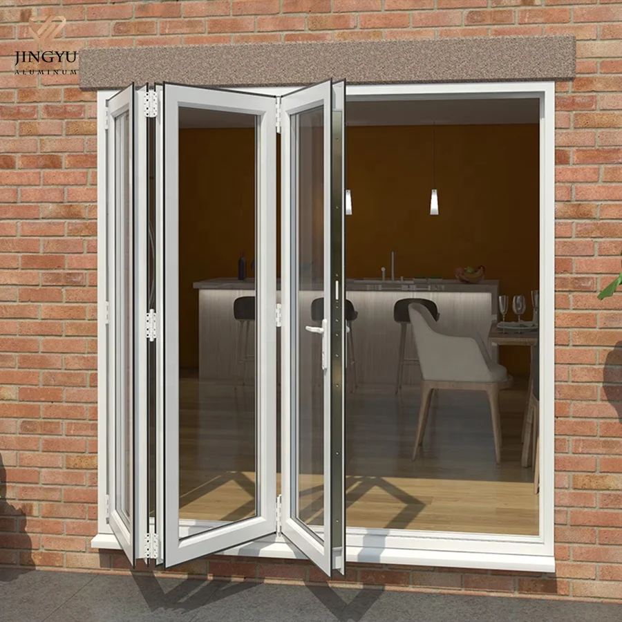 High Quality Thermal Break Aluminum Door Sliding Bifold System Glass Sound Proof Folding Door