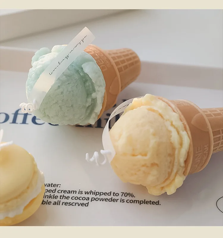 AHMH Ins Style Novelty Gifts Party Novelties Soy Wax Candles Ice Cream Cone Aromatherapy Decoration Handmade Gift Scented Candle