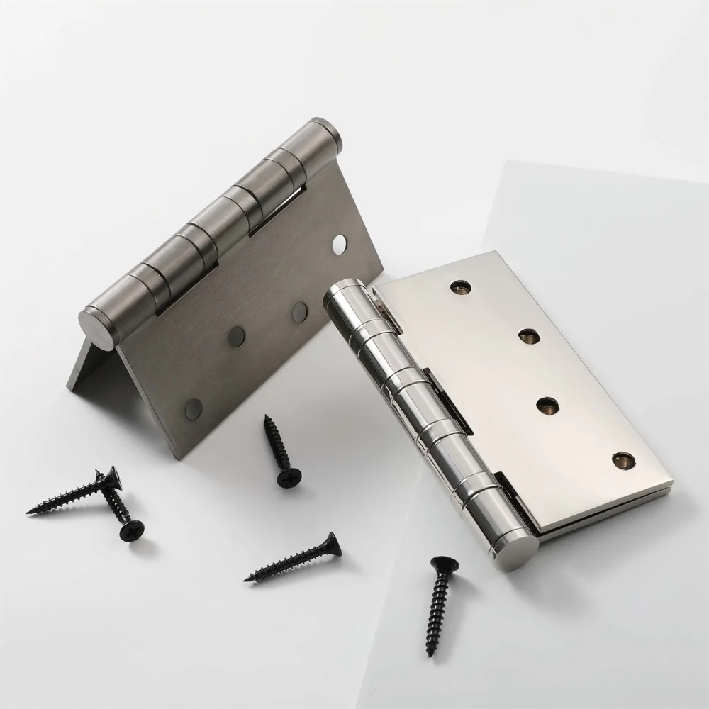 Maxery Shining Nickel Door Hinge Modern Luxury 4*4 Inch Solid Brass Hinge for Door 4 Bearings Door & Window Accessories