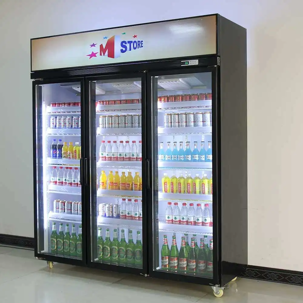Commercial Glass Door Beverage Cooler Supermarkets upright freezer commercial display cooler