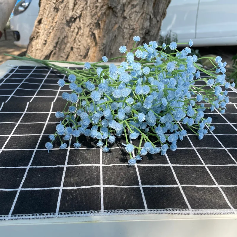 Hotel store restaurant table decoration artificial centerpiece flower decor blue yellow pink babys breath fake flowers