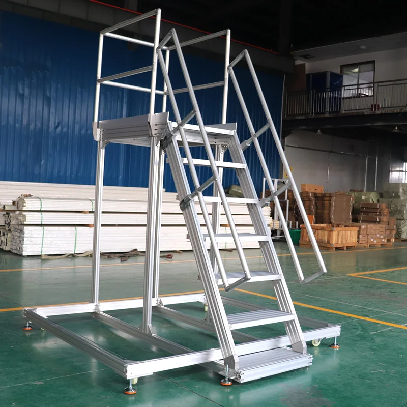 Mobile multi- functional 7 step aluminum profile ladder with working platform