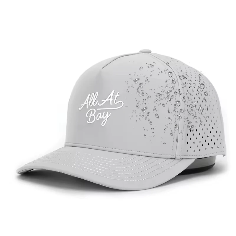 Custom Pvc Logo Hydro Waterproof Performance Snapback Hat Laser Cut Perforated Golf Hat Outdoor Sports Baseball Cap For Man