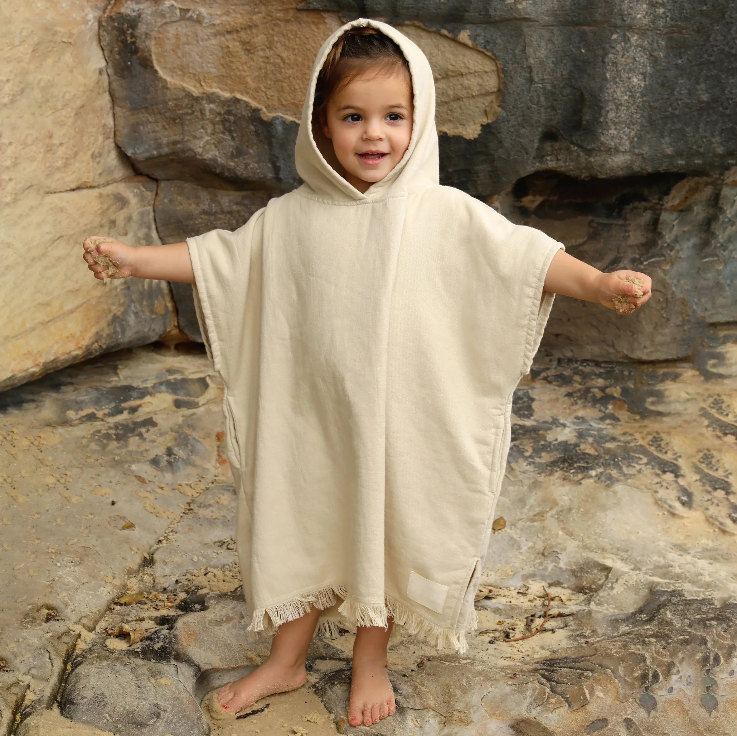 Hoodie Style Oversized Fringe Tassels Toddler Cozy Warm Infant Baby Kids Hooded Beach Towel Soft Poncho