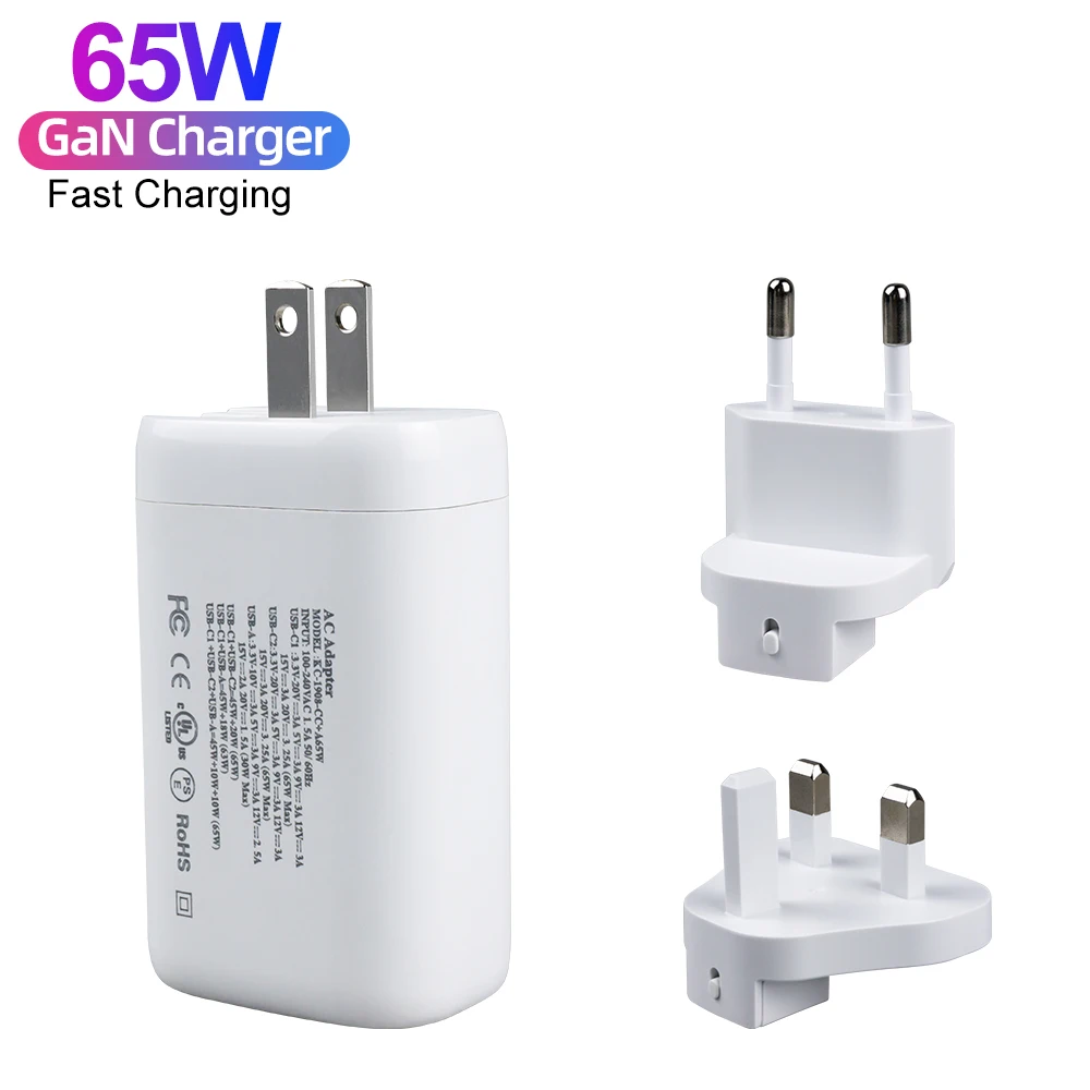 65W Gan Charger USB C Super Charger EU US UK AU Plug Multi Type C PD 65W Quick Charger power adapter for iphone for macbook pro