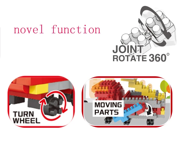 
Novel fire engine rotate 360 moving parts turn wheel 172PCS kids educational plastic building blocks toys 