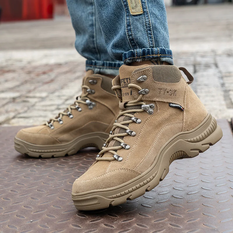 Лидер продаж промышленная и строительная Мужская замшевая защитная Рабочая обувь из коровьей кожи