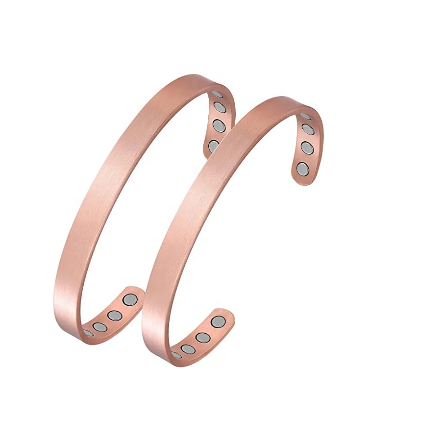 Copper Bracelets Arthritis Carpal Tunnel Pain Relief Sleek 99.9% Solid for Women Men Trendy Copper Metal