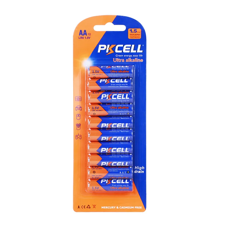 Pkcell brand high quality alkaline 1.5V batteries remote battery cell aa