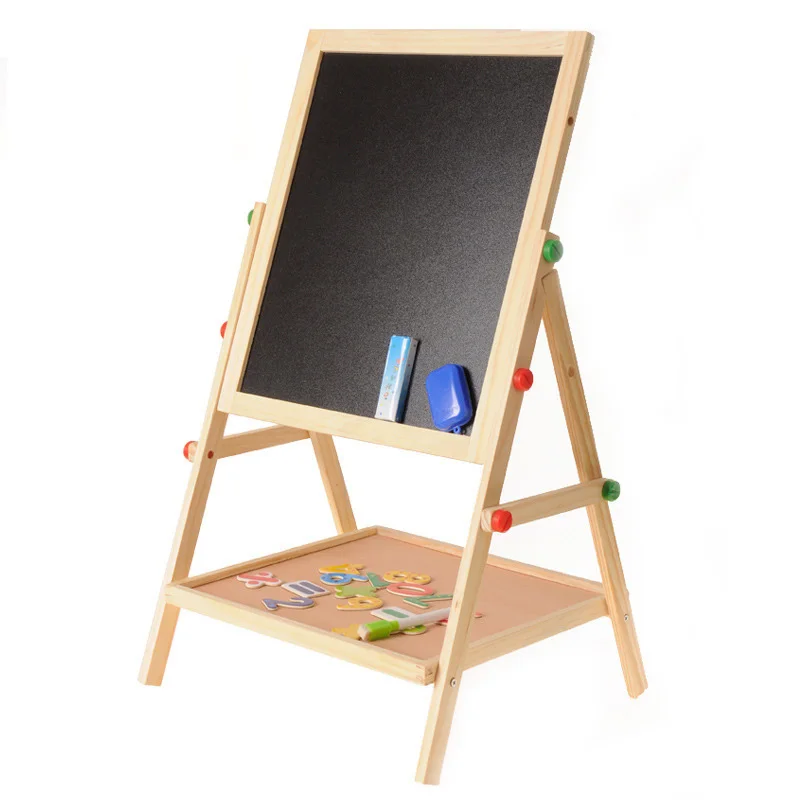 Small portable kids magnetic blackboard wooden drawing board for girls and boys