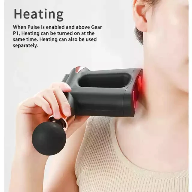 3 in 1 Heating & Tens & Muscle Vibration Sports Deep Tissue Muscle Fascia Percussion Ems Therapy Powerful Heating Massage Gun