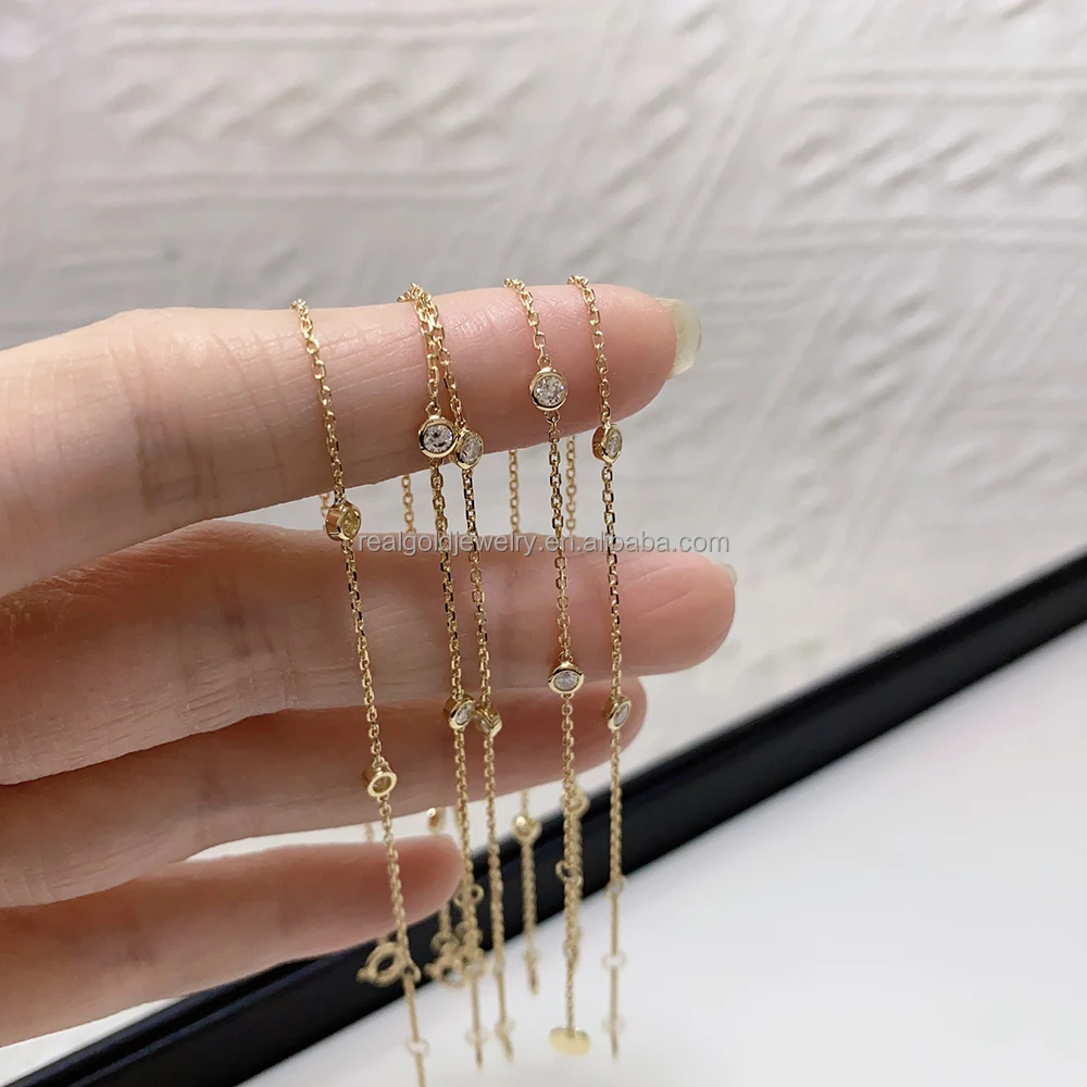 New Luxury Design 14K Au585 Real Gold Yellow CVD HPHT Lab Diamond Bracelets Charm Bracelet for Women Wedding Present Custom