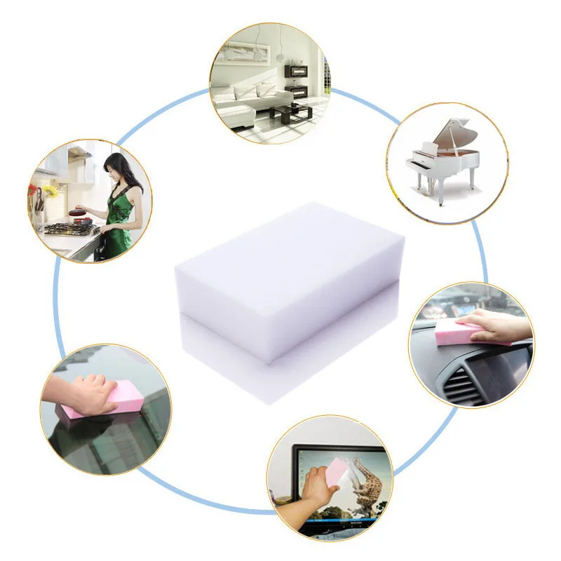 Magic Sponge Eraser 100 Pack Premium Melamine Foam Cleaning Pads Non-Scratch Scrub Sponges  Cleaning Kitchen Dish Sponges