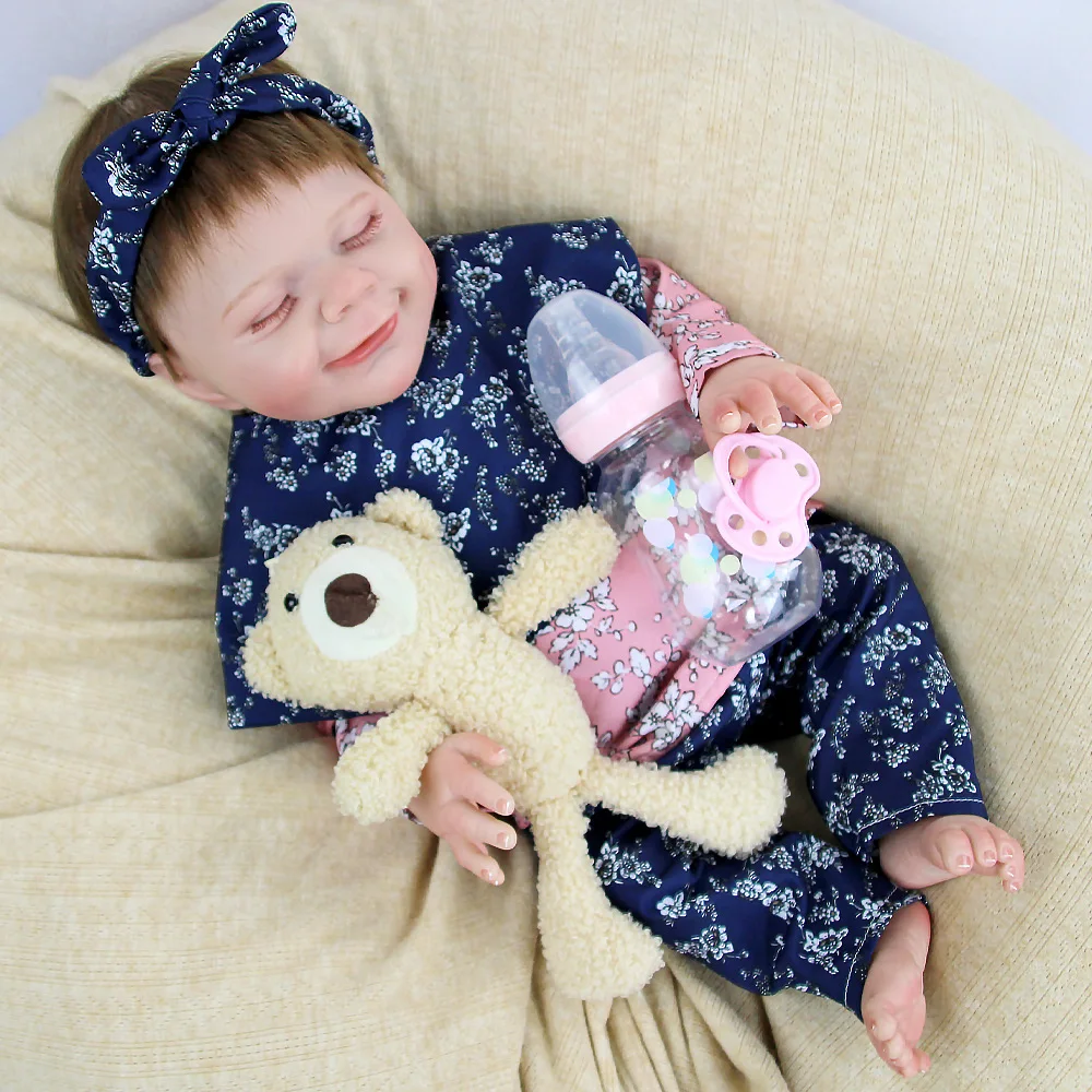 New realistic princess reborn dolls 18 inch silicon full body soft silicone baby doll clothes boys female for adoption toy
