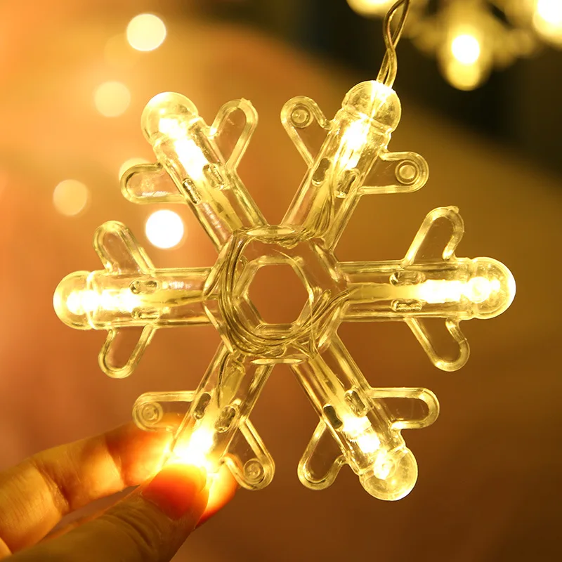3M LED Christmas Curtain String Light LED Snowflake Garland Home Decorative Lights for Holiday