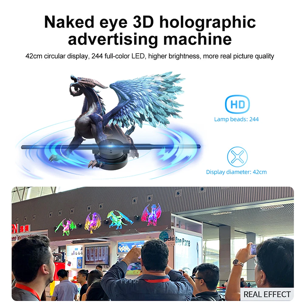 3D Hologram Fan,16.5-Inch Hologram Fan 42CM Holographic Projector Supports Wifi Connection HD LED 1024*640 Resolution