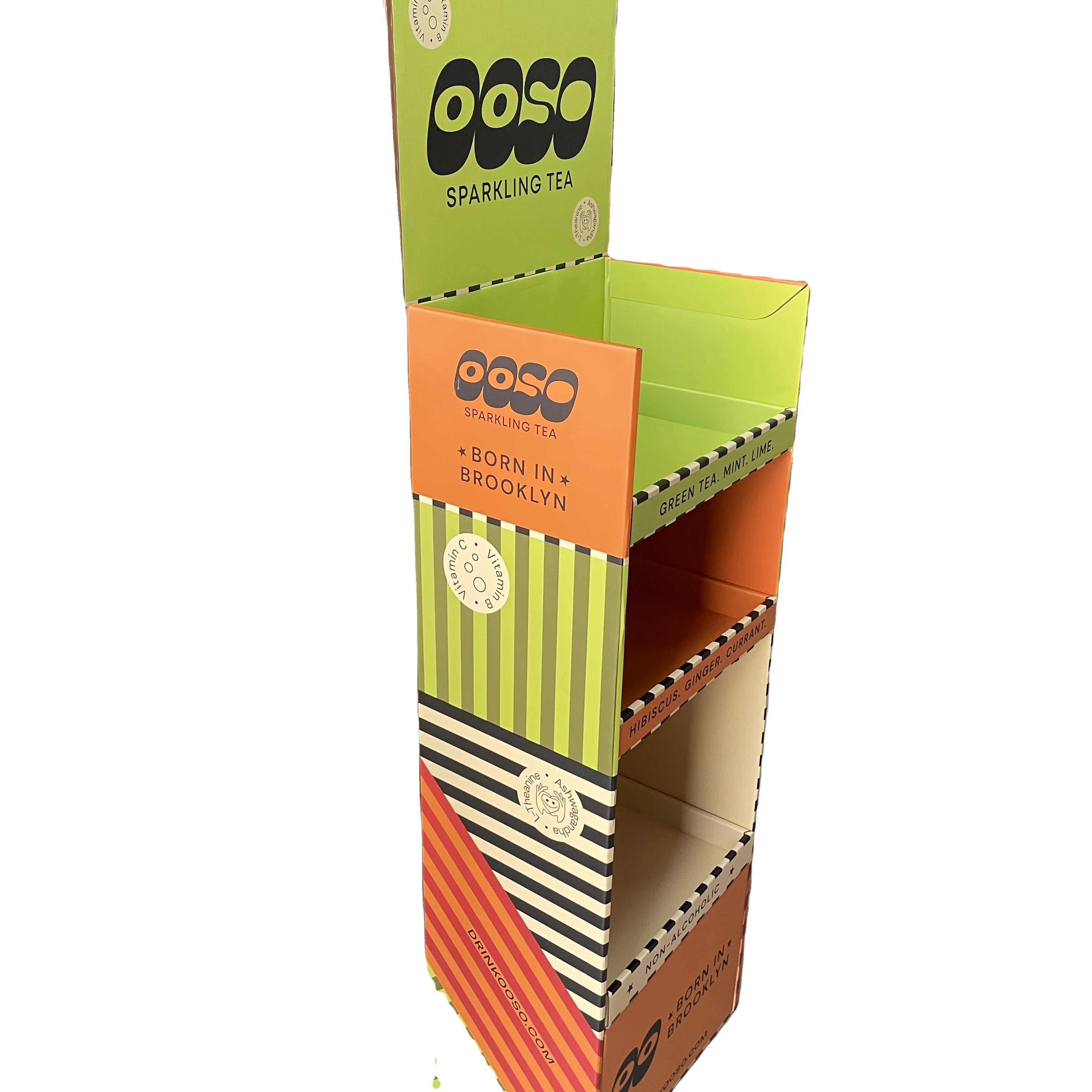 Custom Recycled Cardboard Retail Funko POP Display Floor Stand Paper Corrugated Shelf Rack For Food Snacks Bread Candy Promotion