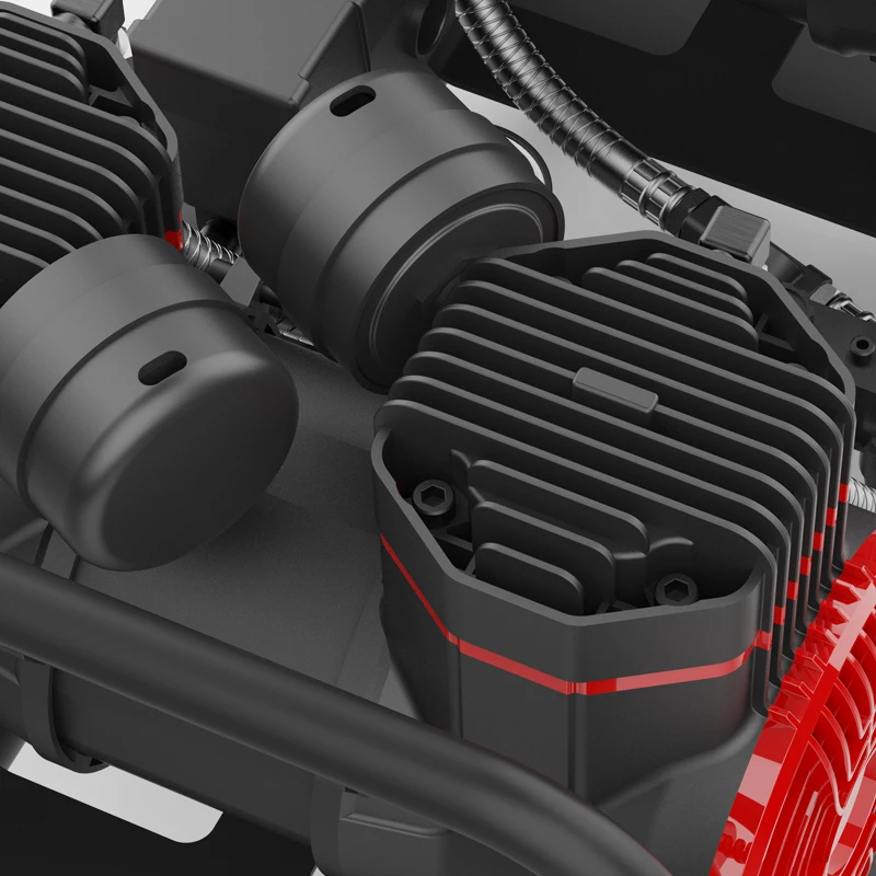 China oil free low noise 2 cylinder 1450W*2 2L oilfree quiet air compressor