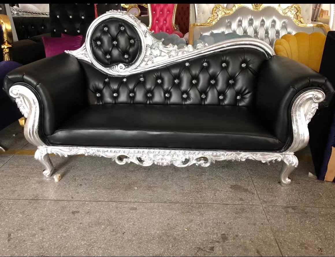 European classical home furniture gold foil wooden carved luxury counch