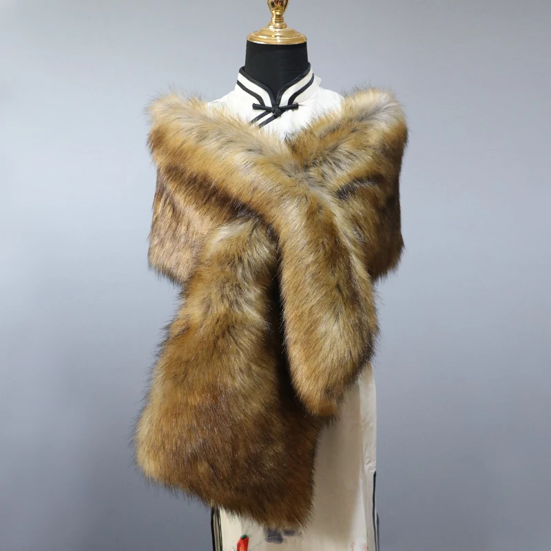 hot sale luxury soft fur shawl for wedding