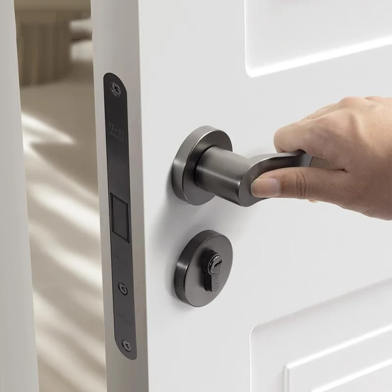 American Style Indoor Bedroom Household Door Lock Black Walnut Wood Silent Magnetic Suction Handle for Window & Bathroom Use