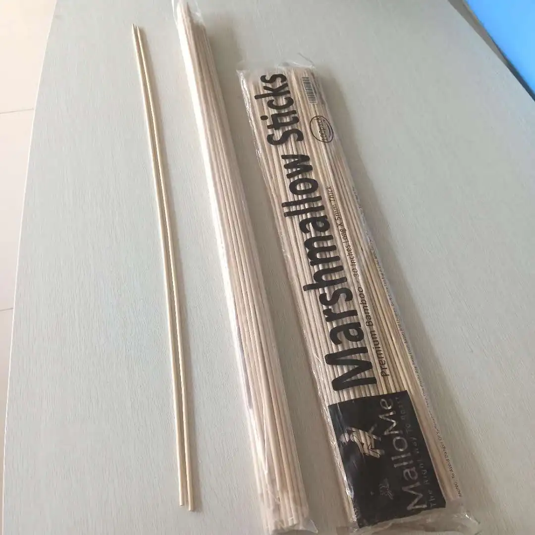 Bamboo Marshmallow Smores Roasting Sticks 30 Inch 5mm Thick Extra Long Heavy Duty Wooden Skewers Campfire Accessories