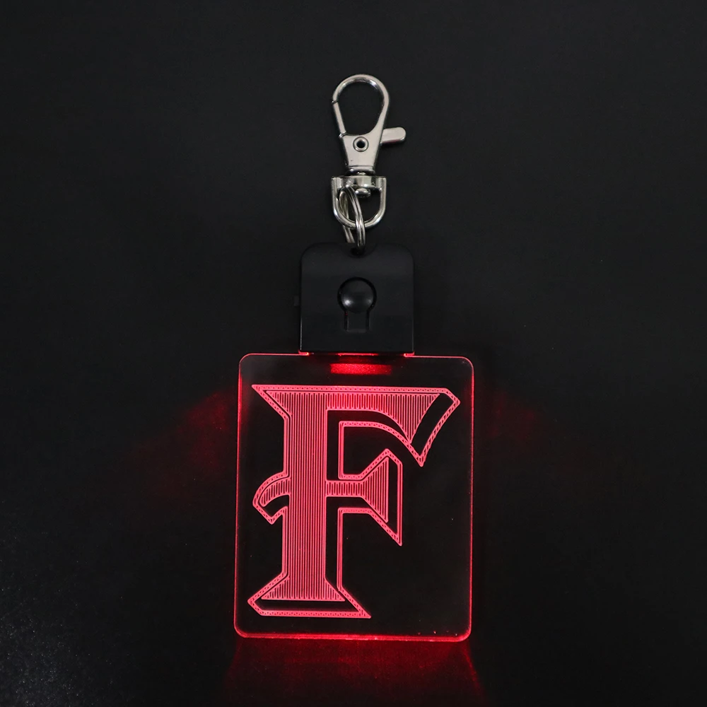 
Hot Selling LED Gifts F Pattern Acrylic Keychain USB Rechargable Keyring Cute 3D Keyholder Illusion Lamp 