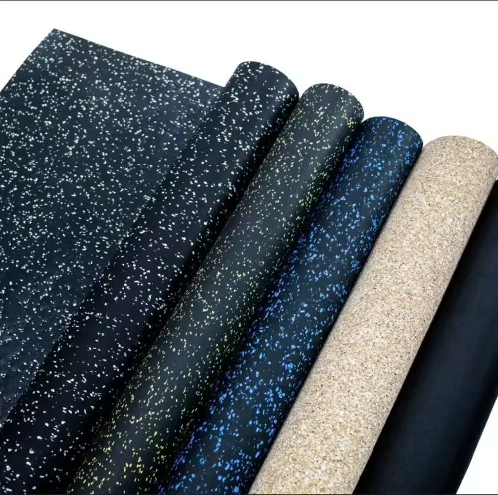 Gym mats rubber flooring granules black with colorful fleck anti-skip high performance mat pad Made in China